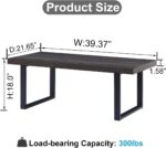 Industrial Grey Coffee Table, Modern Simple Wood and Metal Center Tables, Minimalist Rectangle Wooden Living Room Table, Vintage Rustic Cocktail Tea Table for Home Bedroom, Dark Gray Oak, 39 inch - Image 2
