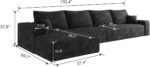 135" Oversized Compressed Sectional Sofa - 33D High-Density Foam Cloud Couch with Deep Seat - Minimalist 3-Piece Corduroy Upholstered Boneless Modular Lounge Couch | Breathable material, Full Foam, Anti-slip - Image 2