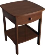 22 x 18 x 18-Inch Wood Curved End Table/Night Stand with One Drawer, Brown
