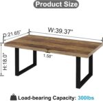 Farmhouse Coffee Table, Modern Simple Wood Coffee Tables for Living Room, Industrial Minimalist Rectangle Center Table, Wood and Metal Tea Coffee Table for Home Office Bedroom, Rustic Oak, 39 in - Image 2