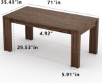 71" Long Dining Table for 6-8, Rectangular Farmhouse Kitchen Dining Room Table w/Wider H Legs & Large Wooden Tabletop, Sturdy Frame, Wood Strip Base, for Apartment, Kitchen, Dining, Walnut - Image 2