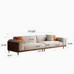 111.81 in. Four-seat Removable Washable Cotton-Linen Fabric mid-Century Modern Sofa, Square arms, with Throw Pillows. - Image 2
