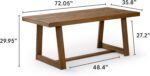 72 Inch Farmhouse Dining Table, Solid Wood Rustic Kitchen Table, Large Wooden Rectangular Dinner Table for Dining Room, Home Office, Living Room Furniture, Easy Assembly, Pecan Wirebrush - Image 2