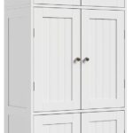 Tall Bathroom Storage Cabinet with 6 Doors, Freestanding Floor Cabinet with Adjustable Shelves, White Pantry Cabinet for Bathroom, Kitchen, Laundry Room