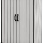 Tall 4.6 x 5.6 ft. Resin Outdoor Storage Shed with Shelving Brackets for Patio Furniture, Pool Accessories, and Bikes, Grey & Black