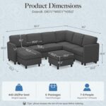 107.1" 8 Seats U Shaped Couch Modular Sectional Sofa Seat Couch with Storage Comfy Washable Sectional Couches for Living Room Sofas Set with Chaise,Dark Grey - Image 2