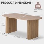 70.8" Oval Dining Table for 4 6 Person, Modern Farmhouse Kitchen Dinner Table for Breakfast Dining Receiption Room (Only Table), Natural - Image 2