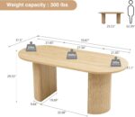70.8 Inch Dining Table for 4-6 People, Oval Kitchen Table with Semi-Cylindrical Legs Base, Modern Farmhouse Round Dinner Tables for Dining Room Kitchen Living Room (Natural) - Image 2