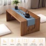 Folding Floor Coffee Table, Japanese Bamboo Foldable Tables, Portable Living Room Low Desk, Versatile Tatami Meditation Tea Table for Dining Room, Wooden Table Desk for Home, Office (100X37CM) - Image 2