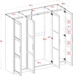 100% Solid Wood  4-Door Wardrobe with Mirrored Clothing Rods, No Shelves, Gray, 74.5" W x 72" H x 20.75" D, Renewable Eco-Friendly Wood, Made in Brazil - Image 2