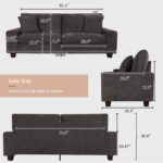 Modern Loveseat Sofa for Living Room,Chenille Recliner, Removable Cover, Spring Cushions, Solid Wood Frame, Easy Assembly for Small Spaces (88.58inch，Dark Grey) - Image 2