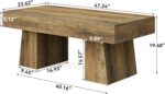 Farmhouse Coffee Table, 47 Inches Wooden Rectangular Accent Center Tables with Thick Base, Modern Low Cocktail Tea Furniture for Living Room (Rustic Brown) - Image 2
