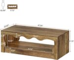Rectangle Coffee Table, 47-Inch Farmhouse Coffee Tables for Living Room, 2-Tier Wooden Rectangular Accent Center Low Cocktail Tea Table with Open Storage Shelf, Rustic Brown - Image 2