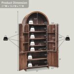 71" Tall Arched Kitchen Pantry, Modern Fluted Wood Storage Cabinet with Doors, 3 Adjustable Shelves, 6 Door Shelves, Organizer, Versatile Cupboard for Kitchen, Bathroom, Brown - Image 2