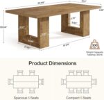 Farmhouse Dining Table, 63-Inch Rectangular Kitchen Table with Strong Geometric Frame for Kitchen & Dining & Living Room (Natural) - Image 2