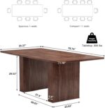78 Inch Dining Table for 6 8 10, Modern Farmhouse Rectangular Kitchen Table, Long Dining Room Tables with Wood Strip Base for Kitchen Living Room (Walnut) - Image 2