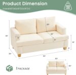 Sofa, 2 Piece Set Comfy Couch, 3 Seater & Loveseat Sofa with Deep Seats, Modern Sleeper Couch for Living Room, Beige Chenille - Image 2