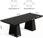 Dining Table for 4-6 People, Wooden Table, Rectangle Furniture with Heavy Duty Legs, Modern Kitchen Table for Home, Dining Room, Black - Image 2