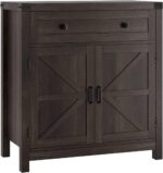 Coffee Bar Cabinet, Kitchen Storage Cabinet, Modern Farmhouse Buffet Sideboard with Drawer and Adjustable Shelf, Barn Door Accent Cabinets for Kitchen, Dining Room, Entryway, Dark Brown