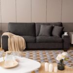 Modern Loveseat Sofa for Living Room,Chenille Recliner, Removable Cover, Spring Cushions, Solid Wood Frame, Easy Assembly for Small Spaces (88.58inch，Dark Grey)