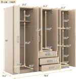 6-Doors Wooden Wardrobe Storage for Bedroom, with Big Drawers, Gray - Image 2