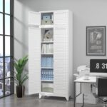 Kitchen Pantry Cabinet,90" Metal Storage Cabinet with Doors and 4 Adjustable Shelves,White Tall Locker Organizer Steel Garage Cabinets for Tool,File Cabinet for Office,Kitchen,Garage,School - Image 2