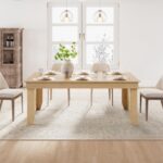 Farmhouse Dining Table for 6-8 People, 71 in Long Kitchen Tables with Wooden Sturdy Frame, 6 ft Large Rectangular Dinner Table for Dining Room, Kitchen, Natural, 71" Non-extendable