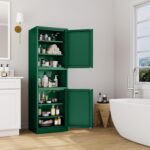 Tall Narrow Storage Cabinet 66.93" H Tall Bathroom Cabinet Metal Pantry Cabinets, 4 Adjustable Shelves for Kitchen, Home Office, Living Room, Dinning Room (20 inches Wide Green) - Image 2