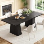 Dining Table for 4-6 People, Wooden Table, Rectangle Furniture with Heavy Duty Legs, Modern Kitchen Table for Home, Dining Room, Black